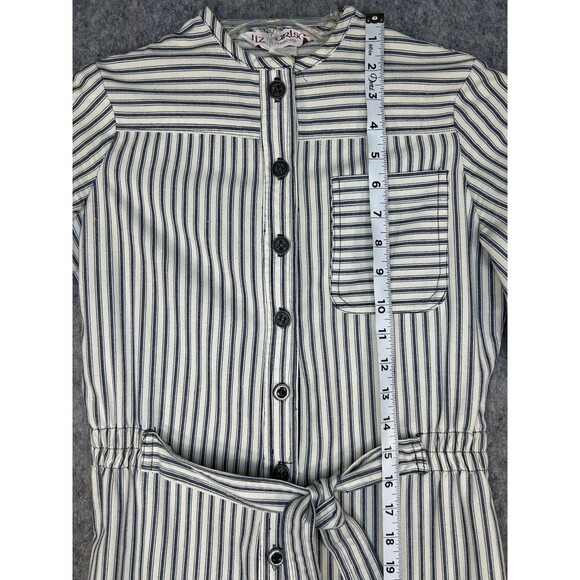 Vintage Liz Carlson Jumpsuit Denim Romper Striped Coveralls Size Large? - Picture 3 of 11